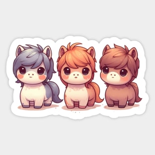 Kawaii Horse Trio Sticker